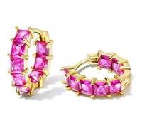 Boucles d'oreilles créoles tendance en cristal plaqué or 18 carats avec oxyde de zirconium - Boucles d'oreilles hypoallergéniques - Cadeau exquis, one size, Cuivre, Pas de pierre précieuse
