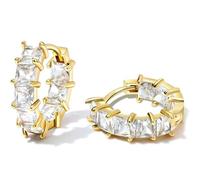 Boucles d'oreilles créoles tendance en cristal plaqué or 18 carats avec oxyde de zirconium - Boucles d'oreilles hypoallergéniques - Cadeau exquis, one size, Cuivre, Pas de pierre précieuse
