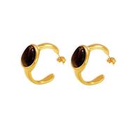 Boucles d'oreilles créoles tendance en forme d'œil-de-tigre avec pierres dorées en forme de C, accessoire pour femmes à la mode, boucles d'oreilles d'événement spécial, Gold, Comme décrit, Comme