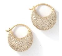 Boucles d'oreilles créoles tendance, luxueuses et brillantes de couleur dorée, serties de zircons synthétiques blancs, bijoux exquis et élégants pour femmes, bijoux de festival et de banquet