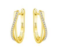 Boucles d'oreilles créoles torsadées avec pierre dorée, clous minimalistes en argent pour une tenue professionnelle et de soirée