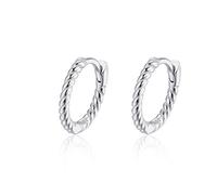 Boucles d'oreilles Créoles Torsadées en Argent 925 Plaqué Or Mini Créole Pour Homme Femme 7,5 mm 12 mm Fermoir à Charnière Cartilage Dormeuses Boucle d'oreille