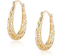 Boucles d'oreilles créoles torsadées en argent épais pour femmes et filles,grandes boucles d'oreilles ovales légères 925 B-or