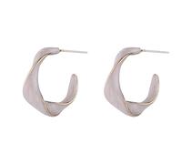 Boucles d'oreilles créoles torsadées ouvertes en forme de C pour femme, boucles d'oreilles délicates à deux tons texturées pour le quotidien, le bureau, les fêtes