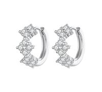 Boucles d'oreilles créoles trèfle à quatre feuilles en argent sterling 925 minimaliste élégant au quotidien