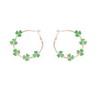 Boucles d'oreilles créoles trèfle pour la Saint-Patrick, boucles d'oreilles en forme de trèfle porte-bonheur, bijoux cadeaux pour femmes, One size, Métal, Alliage.