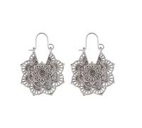 Boucles d'oreilles créoles tribales Boho - Design pendentif mandala ethnique, One Size