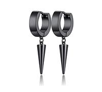 Boucles d'oreilles créoles unisexes en acier inoxydable argenté noir doré avec verrou tonnerre foudre boulon cadeau pour femmes, hommes, garçons, adolescents, Acier inoxydable, Pas de gemme
