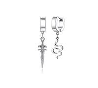 Boucles d'oreilles créoles unisexes en acier inoxydable argenté noir doré avec verrou tonnerre foudre boulon cadeau pour femmes, hommes, garçons, adolescents, Acier inoxydable, Pas de gemme