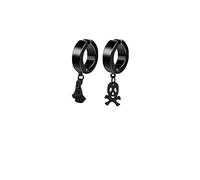 Boucles d'oreilles créoles unisexes en acier inoxydable argenté noir doré avec verrou tonnerre foudre boulon cadeau pour femmes, hommes, garçons, adolescents, Acier inoxydable, Pas de gemme