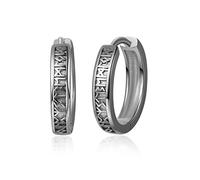 Boucles d'oreilles créoles unisexes en argent sterling 925 - Rune viking - Cadeau d'anniversaire pour homme et femme, Argent sterling