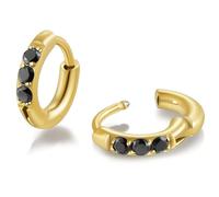 Boucles d'oreilles créoles unisexes hypoallergéniques en acier chirurgical avec oxyde de zirconium, couleur or - argent - or rose - noir - arc-en-ciel, taille 6 mm - 12 mm, sans danger pour les