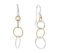 Boucles d'oreilles crochets en argent massif 925 brillant rhodié plaqué or ja...