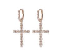 Boucles d'oreilles croisées de charme en or 14K avec du design d'écart et de chute élégant, beau cadeau pour elle