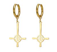 Boucles d'oreilles croix inversée pour femmes Église de Satan Boucles d'oreilles croix inversée Gothique Satanique Léviathan Bijoux religieux Pentagramme Amulette Cadeau (or 3)
