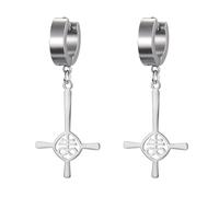 Boucles d'oreilles croix inversée pour femmes Église de Satan Boucles d'oreilles croix inversée Gothique Satanique Léviathan Bijoux religieux Pentagramme Amulette Cadeau (argent 2)