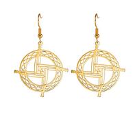 Boucles d'oreilles Croix Saint Brigid Boucles d'oreilles Croix Irlandaise Amulettes Chrétiennes Païennes Bijoux Religieux Femmes Hommes Cadeaux (Or)