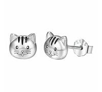 Boucles d'oreilles croix strass mignon chat oreille ongle animal fille bijoux faux diamant, A, Argent, Pas de gemme
