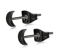 Boucles d'oreilles cœur Boucles d'oreilles plates en titane sans nickel hypoallergéniques Oreille sensible Boucle d'oreille en forme de cœur pour femmes filles adolescentes Noir/Argent/Or/Rose, Titane