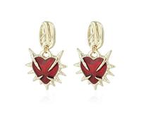 Boucles d'oreilles cœur rouge à pointes ton or pour femmes
