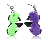 Boucles D'oreilles Cœur Scarabée, Boucles D'oreilles Ver de Sable Vert et Violet Bijoux Beetlejuice pour Femme Bijoux Fantaisie D'Halloween