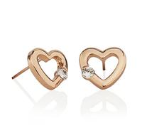 Boucles d'Oreilles Cœurs NAMANA. Disponible en Plaqué Or Rose 18 Carats ou Argenté. Boucles en pointes pour oreilles percées. Livrées avec un Ecrin Griffé. (Or Rose, Plaqué or)