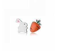Boucles d'oreilles dames dames argent sterling argent petit lapin glacé carotte asymétrique boucles d'oreilles mignonnes boucles d'oreilles de mode mignonnes