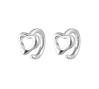 Boucles d'oreilles d'amour creuses en argent pur 999