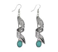 Boucles d'oreilles Dangle Feuille avec Pierre Verte Boucles d'oreilles Bohème Raffinées Accessoires de Mode Femmes Cache-oreilles