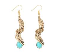 Boucles d'oreilles Dangle Feuille avec Pierre Verte Boucles d'oreilles Bohème Raffinées Accessoires de Mode Femmes Cache-oreilles