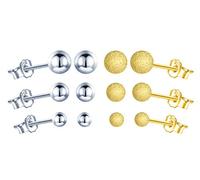 Boucles d'oreilles de boule argent, en argent 925, clous d'oreilles simple pour femme fille, trois paires, 3mm, 4mm, 5mm