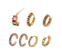 Boucles d'oreilles de cartilage en diamant coloré, plaqué cuivre, tête ronde multicolore, bijoux cadeaux