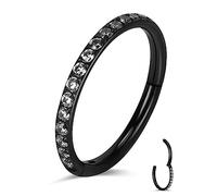 Boucles d'oreilles de cartilage en titane 18 g 16 g pour femme de diamètre 6 mm, 8 mm, 10 mm, 12 mm en oxyde de zirconium CZ hélix, conque, daith, rook, tragus, lobe, lèvre, narine, piercing de corps