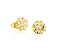 Boucles d'oreilles de conception de fleurs en or 14K, boucles d'oreilles de goujon à poissons, un présent délicat pour des moments spéciaux ou des êtres chers précieux