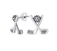 Boucles D'Oreilles De Golf Pour Femmes En Argent Sterling Oxydé .925 Boucles D'Oreilles De Golf En Forme De Balle De Golf Pour Femmes