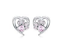 Boucles d'oreilles de goujon à patte de cristal bleu pour coeur Empreinte d'oreille goujout de bijoux