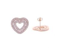 Boucles d'oreilles de goujon de conception de cœur en or 14K avec des goujons de poissons rectangulaires pavés - Ajoutez une touche d'élégance à votre look, adapté à un cadeau