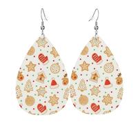 Boucles D'Oreilles De Goutte Biscuits De Pain De Noël En Forme De Dessin Animé Élégant Boucles D'Oreilles Pendantes Amusantes Boucle D'Oreille En Simili Cuir Pour Danse Mariage Quotidien