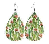 Boucles D'Oreilles De Goutte Cactus Aux Fleurs Épanouies Luxueux Boucles D'Oreilles Pendantes En Forme Tendancees Boucle D'Oreille En Simili Cuir Pour Décorations Accessoire Femme