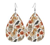Boucles D'Oreilles De Goutte Feuilles D'Érable D'Automne Et Loups Décontractées Boucles D'Oreilles Pendantes Pour Femme Légères Boucle D'Oreille Pour Anniversaires Danse Décorations