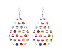 Boucles D'Oreilles De Goutte Motif D'Icônes De Drapeaux Du Monde Tendancees Boucles D'Oreilles Pendantes En Forme Décontractées Boucle D'Oreille Pour Voyages Fêtes Anniversaires