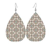 Boucles D'Oreilles De Goutte Motif Répétitif Du Sud-Ouest Tendancees Boucles D'Oreilles Pendantes De Goutte Vintage Boucle D'Oreille En Simili Cuir Pour Les Vacances Accessoire Fêtes