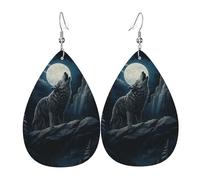Boucles D'Oreilles De Goutte Nuit De Neige Au Clair De Lune, Hurlement Du Loup Tendancees Boucles D'Oreilles Pendantes Amusantes Boucle D'Oreille Pour Voyages Décorations Mariage