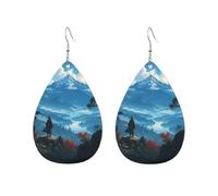 Boucles D'Oreilles De Goutte Paysage De Rivière Et D'Arbres De La Montagne Des Samouraïs Luxueux Boucles D'Oreilles Pendantes Amusantes Boucle D'Oreille Pour Fêtes Voyages Décorations