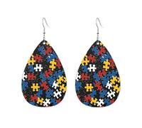 Boucles D'Oreilles De Goutte Puzzles Colorés De Dessins Animés Élégant Boucles D'Oreilles Pendantes Tendancees Boucle D’Oreille En Cuir Pour Les Vacances Fêtes Anniversaires