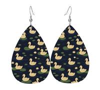 Boucles D'Oreilles De Goutte Un Adorable Canard Et Un Lotus De Dessin Animé Légères Boucles D'Oreilles Pendantes En Forme Tendancees Boucle D'Oreille Pour Anniversaires Fêtes Mariage