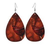 Boucles D'Oreilles De Goutte Verre De Vin Rouge Ivre Vintage Boucles D'Oreilles Pendantes Pour Femme Légères Boucle D'Oreille En Simili Cuir Pour Quotidien Fêtes Danse