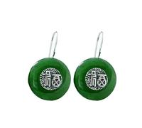 Boucles d'oreilles de la déclaration de mode, boucles d'oreilles Jasper, boucle de sécurité féminine S925 Thai rétro signifiant pour boucler les bénédictions sûres et envoyer des aînés de