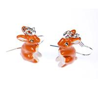 Boucles d'oreilles de lapin de lapin boucles d'oreilles de lapin de Pâques Miniblings émaille brun blanc