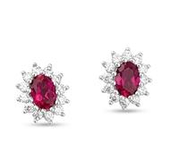 Boucles d'oreilles de luxe faites à la main avec rubis rouge véritable 2 carats - Boucles d'oreilles en or blanc 18 carats - Pierre de naissance du mois de septembre - Cadeau d'anniversaire pour la